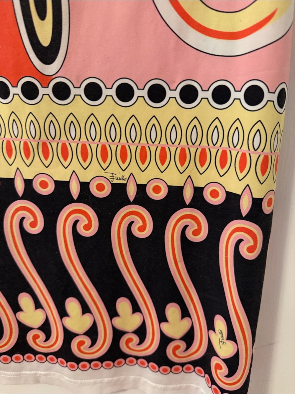 Emilio Pucci Pink Red Black Yellow 38 Italy Shift Dress Mod Printed 6 Small Med - Picture 6 of 16